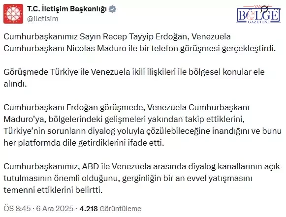 Cumhurbaskani Erdogan Maduro Ile Telefonda 19331031 3837 M
