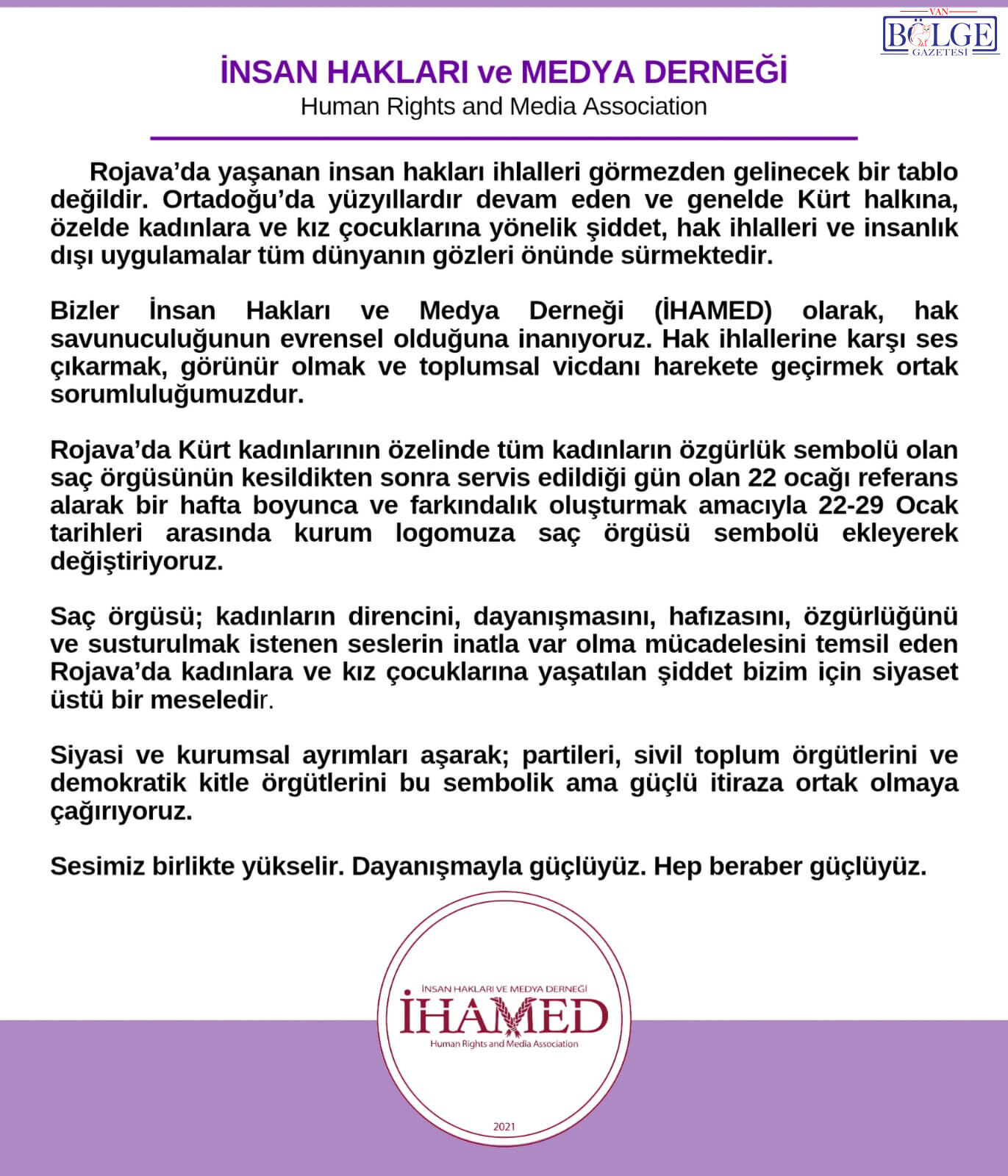 Rojava'daki Kadın Hakları İçin İHAMED'den Haykırış: Sessiz Kalmayacağız! - Görsel 2