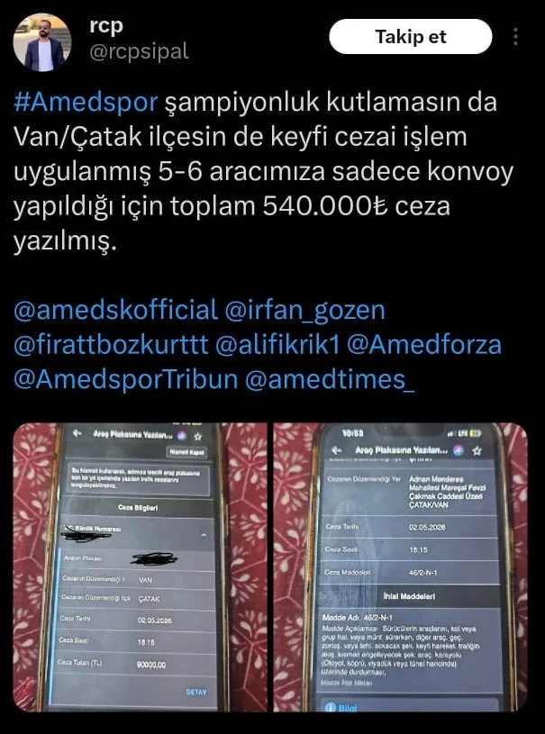 Vanda Amedspor Kutlamalarina 540 Bin Tl Ceza2