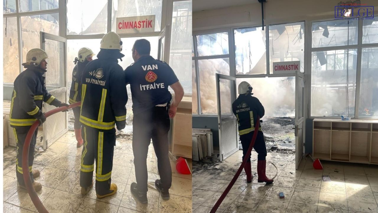 Van Stadı yıkılırken yangın çıktı! Kentin her yerinden görüldü