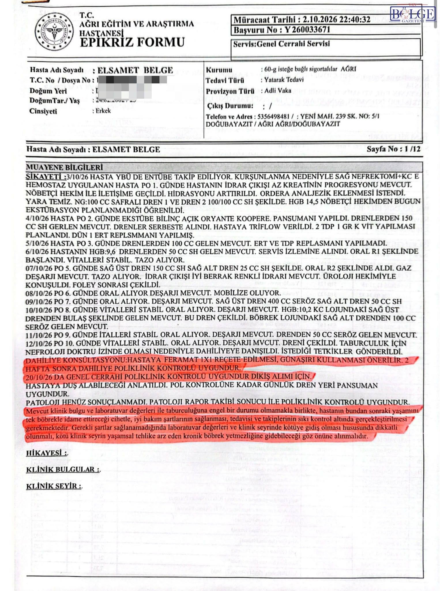 Ağrı’da Polisten Kaçarken Vurulan Genç Cezaevine Gönderildi 'İlaçlar Verilmedi'3