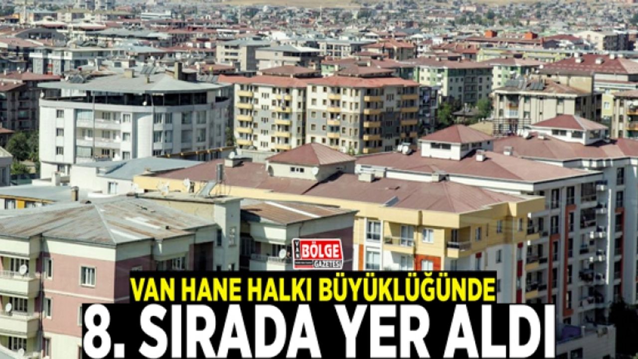 Van hane halkı büyüklüğünde 8. sırada…