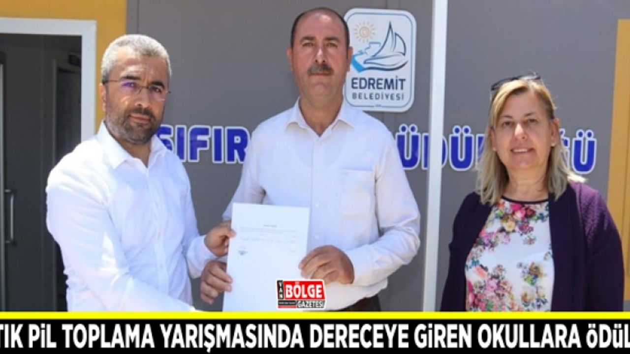 Atık pil toplama yarışmasında dereceye giren okullara ödül...