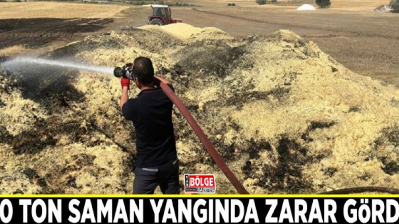 30 ton saman yangında zarar gördü