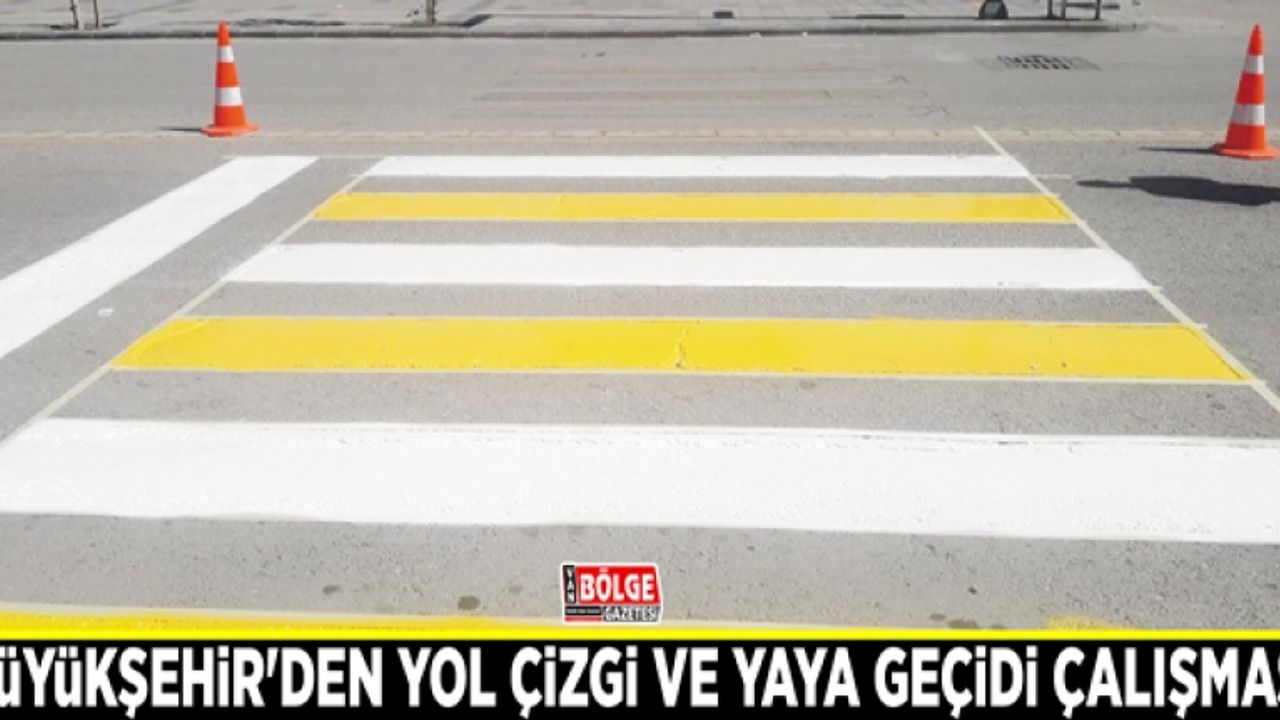 Büyükşehir'den yol çizgi ve yaya geçidi çalışması