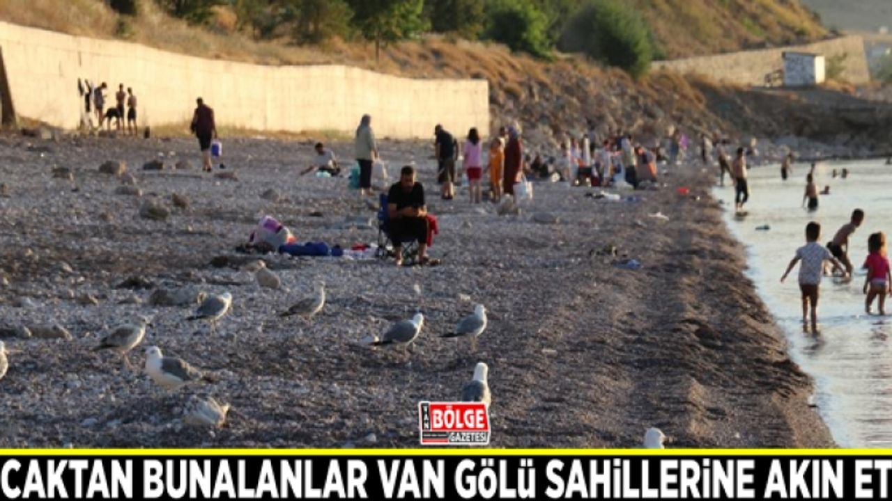Sıcaktan bunalanlar Van Gölü sahillerine akın etti