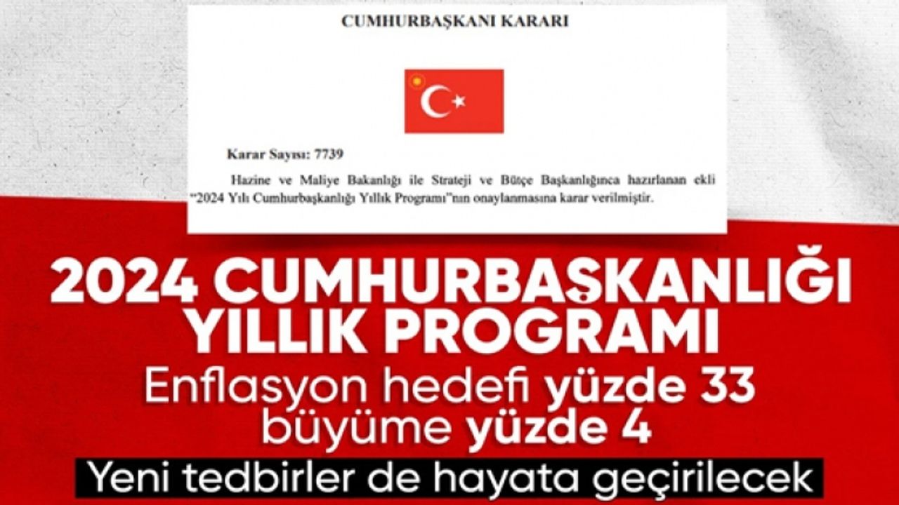 2024 Yılı Cumhurbaşkanlığı Yıllık Programı Resmi Gazete'de