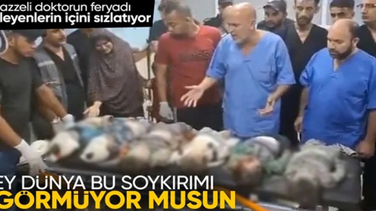 Filistinli doktor, katledilen çocukların başında dünyaya isyan etti
