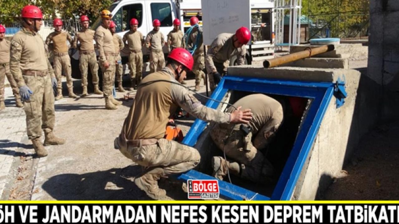 PÖH ve jandarmadan nefes kesen deprem tatbikatı...