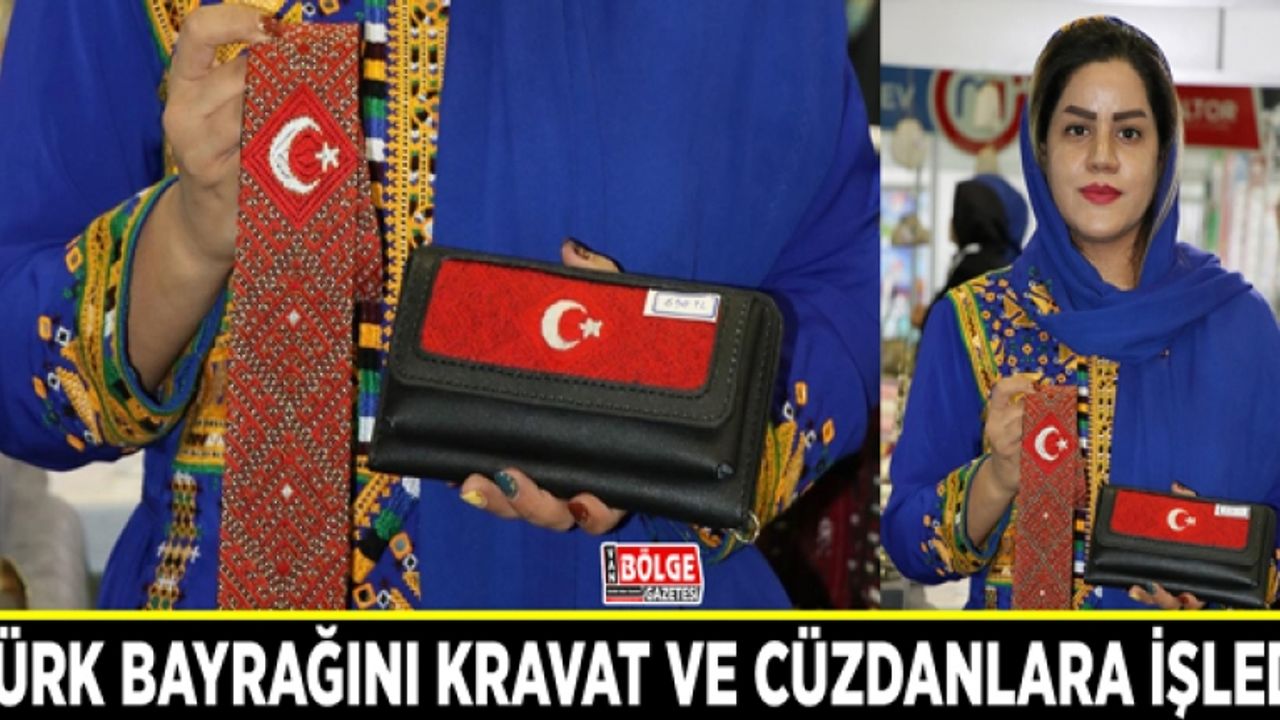 Türk bayrağını kravat ve cüzdanlara işledi