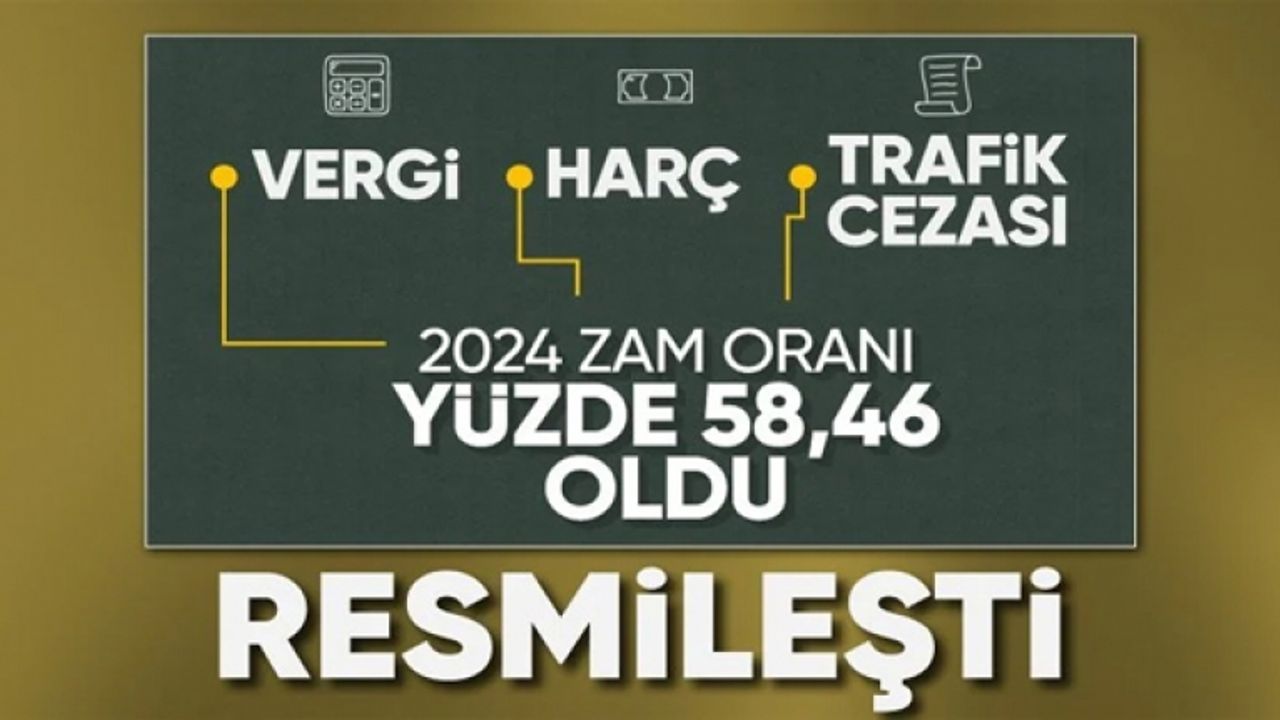 2024 yılı vergi ve cezalardaki zam oranı yüzde 58,46 oldu