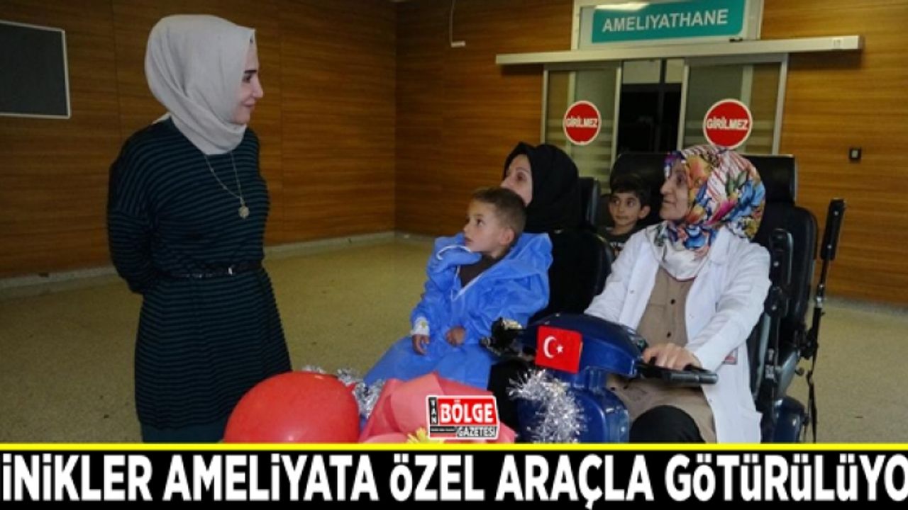 Minikler ameliyata özel araçla götürülüyor