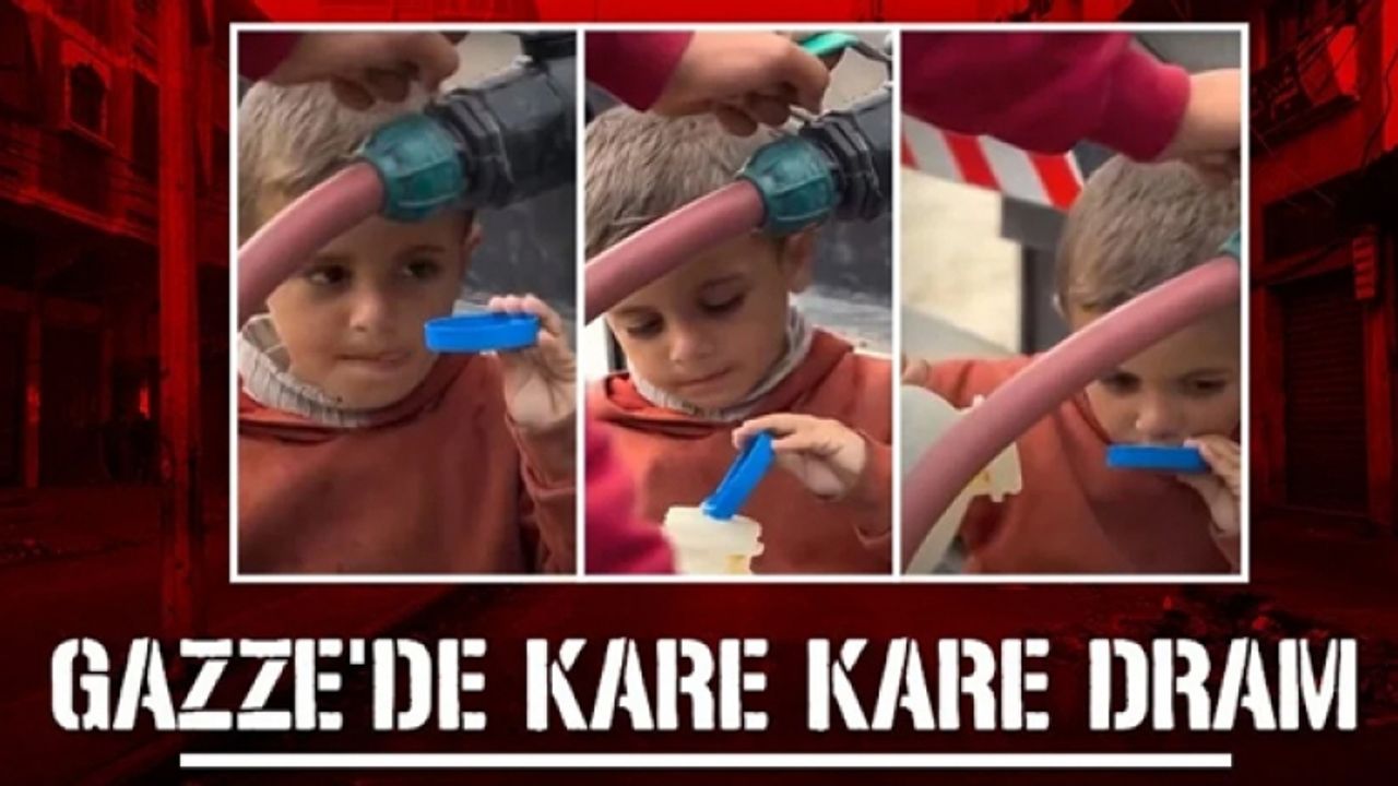 Gazze'de Filistinli çocuk, su damlalarıyla şişesini doldurdu