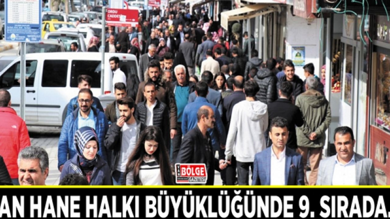 Van hane halkı büyüklüğünde 9. sırada…