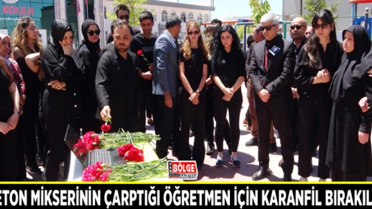 Beton mikserinin çarptığı öğretmen için karanfil bırakıldı