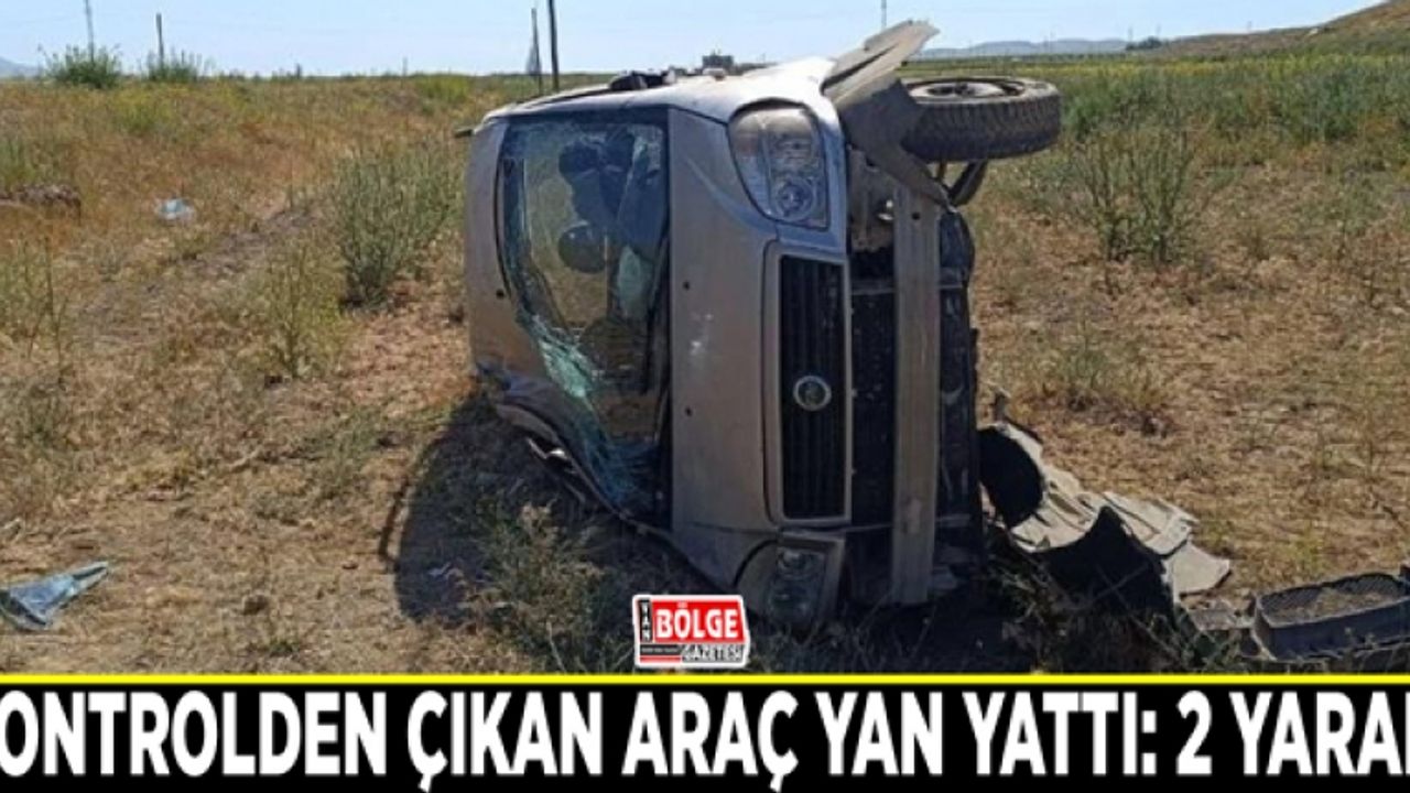 Kontrolden çıkan araç yan yattı: 2 yaralı
