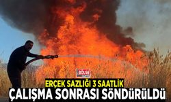 Erçek sazlığı 3 saatlik çalışma sonrası söndürüldü