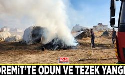 Edremit’te odun ve tezek yangını