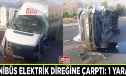 Minibüs elektrik direğine çarptı: 1 yaralı
