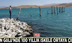 Van Gölü'nde 100 yıllık iskele ortaya çıktı