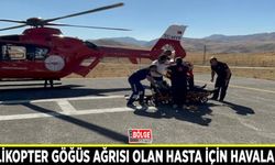 Helikopter göğüs ağrısı olan hasta için havalandı