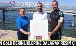 Van Gölü derinliklerine dalarak resim çizdi