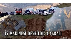 Çatak'ta iş makinesi devrildi:4 yaralı