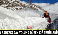 Van Bahçesaray yoluna düşen çığ temizleniyor