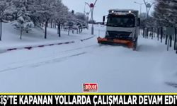 Erciş'te kardan kapanan yollarda çalışmalar devam ediyor