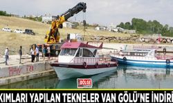 Bakımları yapılan tekneler Van Gölü'ne indirildi