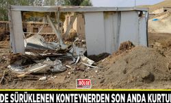 Selde sürüklenen konteynerden son anda kurtuldu