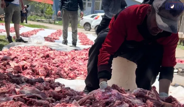 Asırlık Dayanışma Geleneği  Sürüyor: 140 Kurbanın Eti Tüm Köye Dağıtıldı