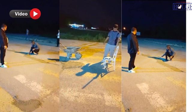Van'da Belediye Yolları Yapmayınca İş Başa Düştü: Asfalt Yol Çimento İle Doldu