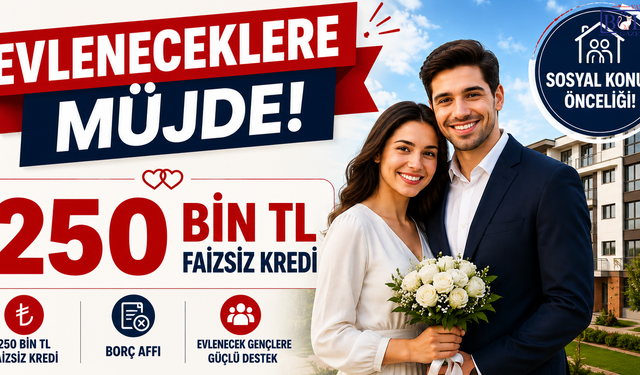 Evleneceklere Müjde! 250 Bin TL Faizsiz Kredi, Sosyal Konut Önceliği!