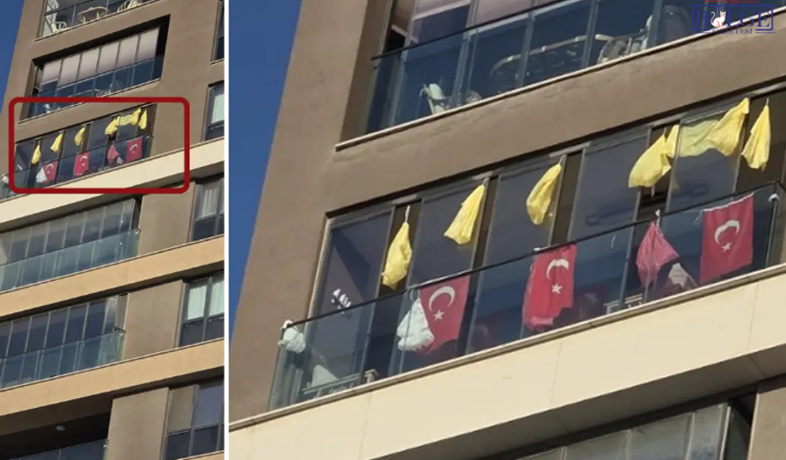 Sarı torba provokasyonu! Kürt işçilerin çalıştığı şantiyenin karşısında dikkat çeken görüntü