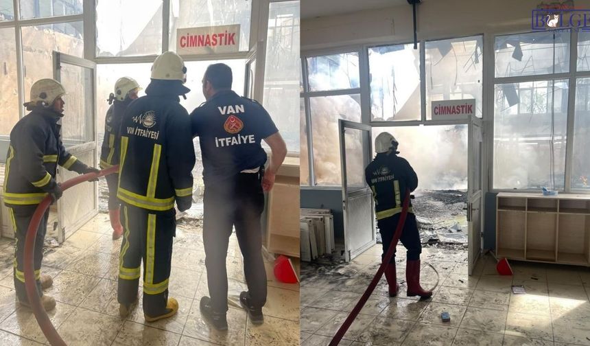 Van Stadı yıkılırken yangın çıktı! Kentin her yerinden görüldü
