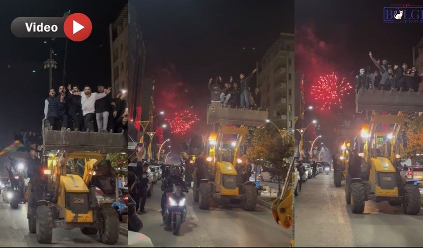 Amedspor kazandı! Sıra dışı kutlama Yüksekova’da: Kepçelerle çarşıya indiler!