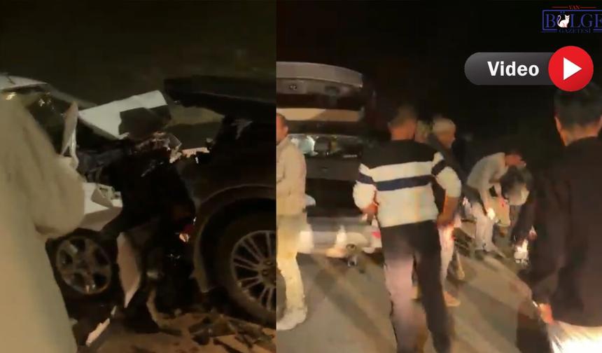 Van yolunda iki araç kafa kafaya çarpıştı: 3 yaralı